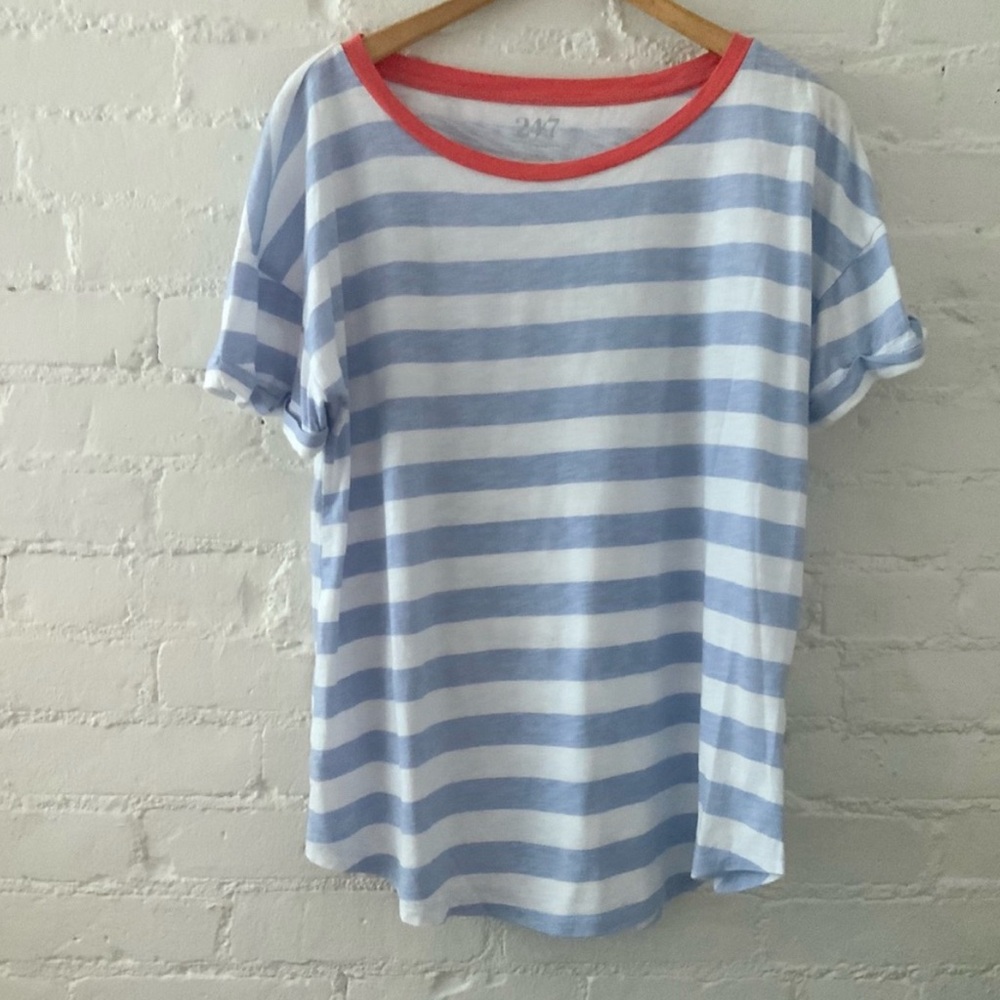 Maurice’s 24/7 Stripe Tee Shirt Blue and Orange. XL